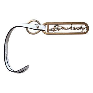 B Makowsky Metal Purse Charm White Leather Loop Keychain